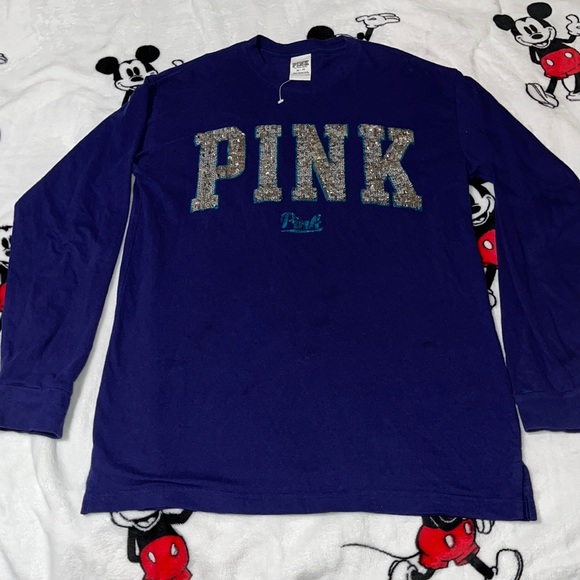 PINK Victoria's Secret Tops - PINK VS Long sleeve Sequin Logo